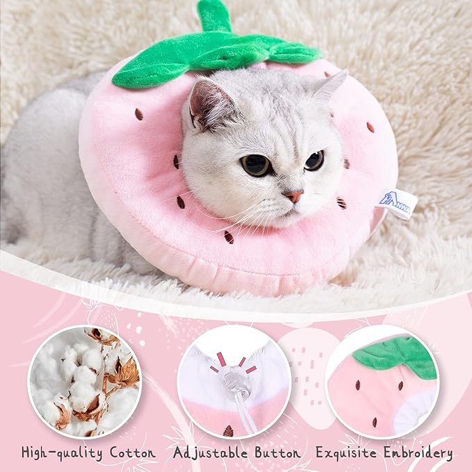 ANWA Adjustable Cat Cone Collar Soft, Cute Cat Recovery Collar, Cat Cones After Surgery for Kittens