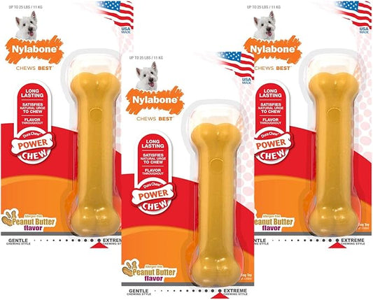 Nylabone Dura Chew Dog Chew Bones (Peanut Butter, 3-Bones)