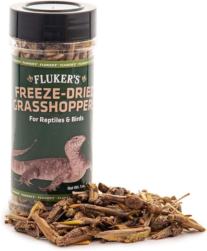 Fluker's Freeze Dried Grasshoppers, Nutrient-Packed, Ideal for Lizards, Reptiles, Birds, Fish, Hedgehogs, 1.7 oz