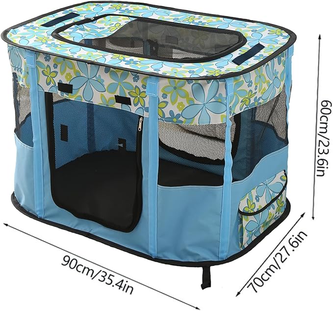 Foldable Pet Playpen, cat playpen, Puppy Play Pen for Indoors (XL, Blue)