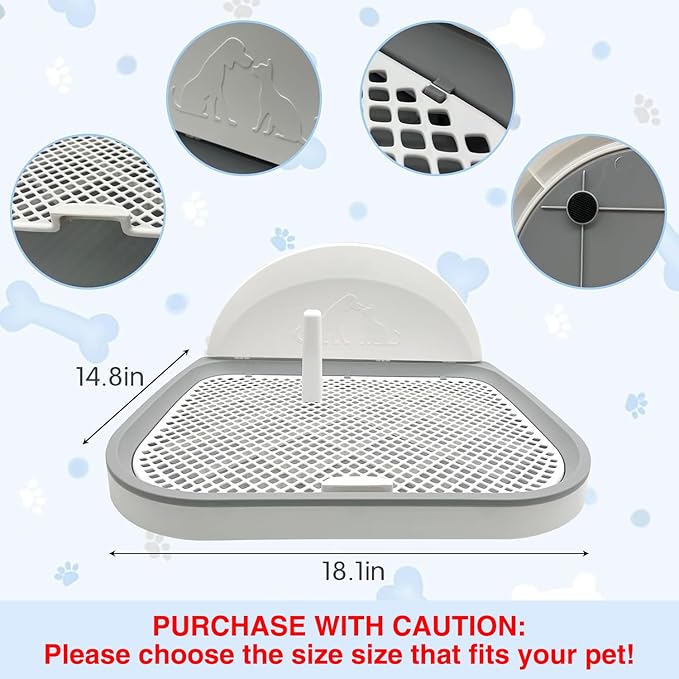 Hamiledyi 2 Pcs Indoor Dog Potty with Splash Wall Puppy Mesh Training Toilet Portable Pee Pad Holder Pet Training Tray with Pee Baffle Dog Litter Box with Removable Post for Small Dogs Puddy (White)