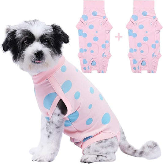 2 Packs Dog Recovery Suit Female Male, Pink+Pink, M