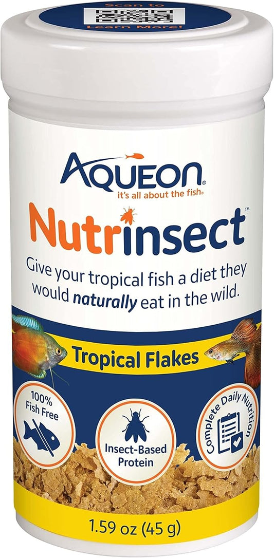 Aqueon Nutrinsect Fish-Free Fish Food, Tropical Flakes, 1.59 oz