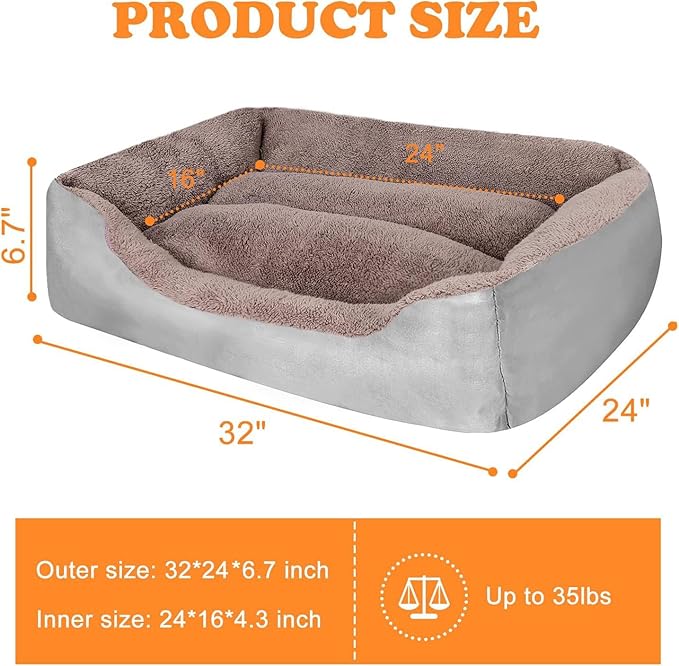 PUPPBUDD Dog Beds for Medium Dogs, Washable Dog Bed Comfortable and Breathable Pet Bed Rectangle Warming Dog Bed for Medium Dogs