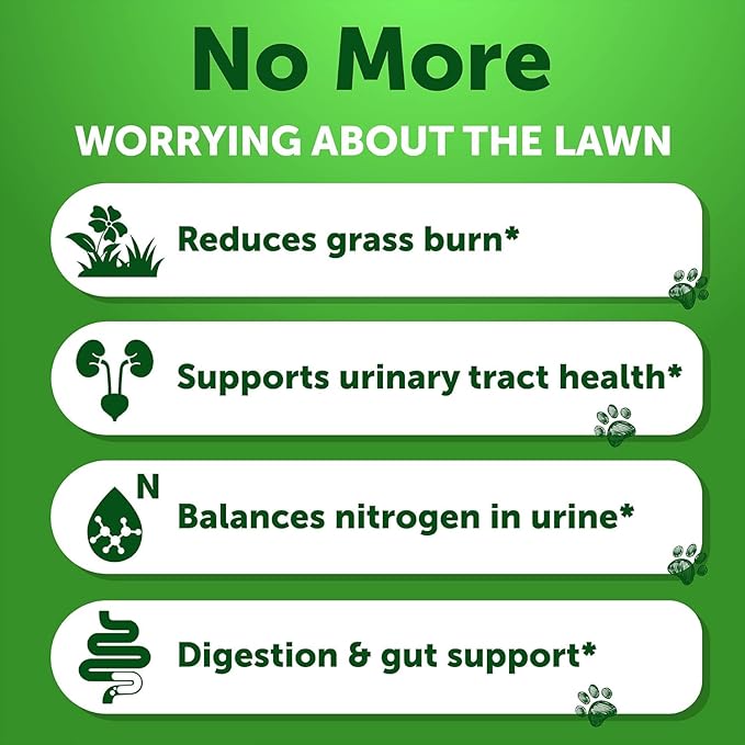 Grass Burn Spot Chews for Dogs - Dog Pee Lawn Spot Saver Caused by Dog Urine - Grass Treatment Rocks - Dog Urine Neutralizer for Lawn - Probiotics & Digestive Enzymes Supplement