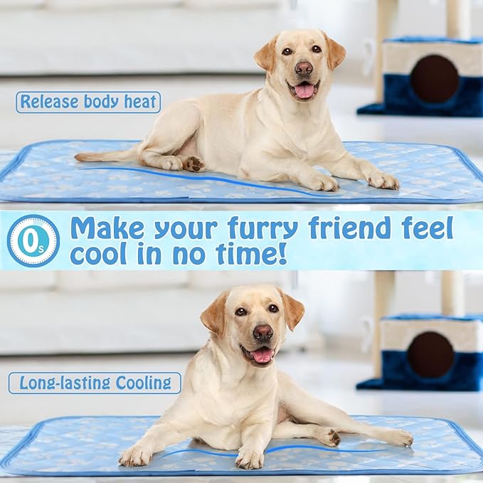 Self-Cooling Mat for Dogs Medium, 30'' x 20''- Endothermic Color Changing Arc-Chill Cooling Fiber - Washable Non-Toxic Summer Pet Outdoor Bed, Non-Slip, Foldable, Quick-Dry Dog Blanket