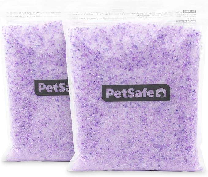 PetSafe ScoopFree Premium Lavender Crystal Cat Litter, 2-Pack – Lightly Scented Litter – Superior Odor Control – Low Tracking for Less Mess – Lasts Up to 1 Month, 8.6 lbs total (2 Pack of 4.3 lb bags)