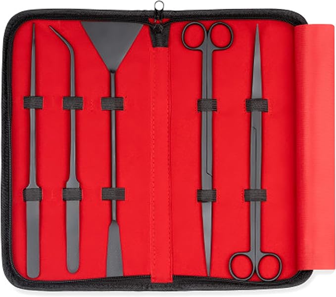 Dermax Aquascaping Equipment - Create Your Underwater Paradise Easily with Scissor Tweezer Spatula (Matte Black)