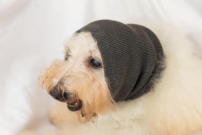 Dog Noise Cancelling Ear Muffs No Flap Dog Ear Protectors for Dogs Hoodie Wrap Quiet Headphones for dogs Grey M