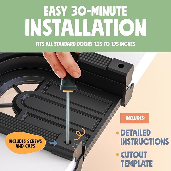 Cat Door Interior Door - No-Flap Cat Door for Interior Door, Cat Door Interior Door for Cats Up to 20 lbs, Easy DIY Setup, Secured Installation in Minutes, No Training Needed…