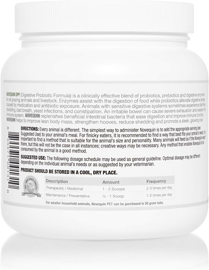 Arthur Andrew Medical, Novequin DPF, Digestive Probiotic Formula for Large Animals, Prebiotics, Probiotics, and Enzymes, Non-GMO, 500 Grams