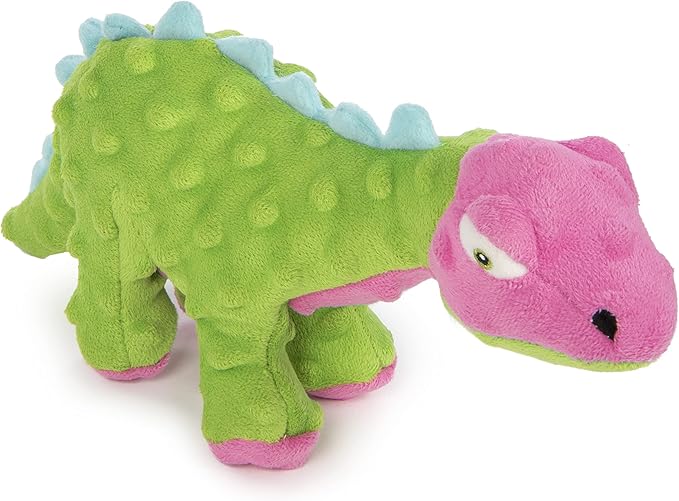 goDog Dinos Spike Squeaky Plush Dog Toy, Chew Guard Technology - Green, Small