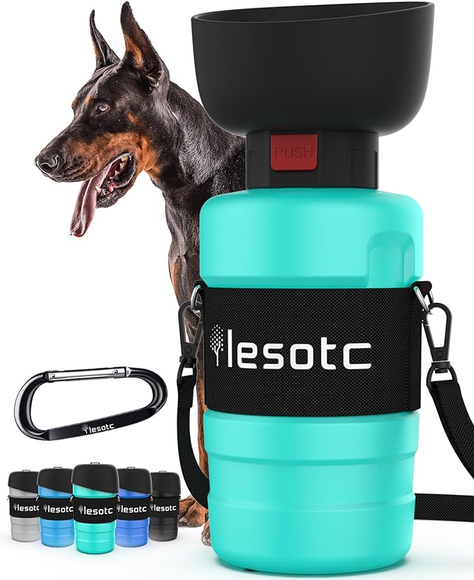 lesotc Dog Water Bottle, Portable Dog Water Dispenser, Leak Proof Pet Water Bottle for Dogs, Dog Travel Water Bottle for Outdoor Walking, Hiking, Travel, BPA-Free, Lightweight