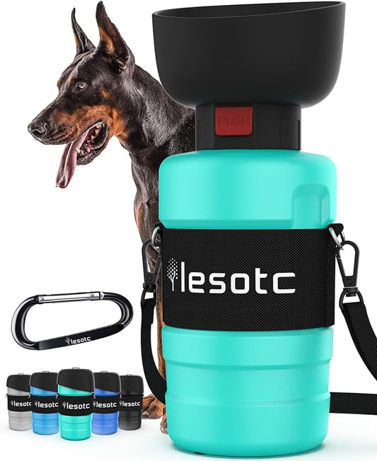 lesotc Dog Water Bottle, Portable Dog Water Dispenser, Leak Proof Pet Water Bottle for Dogs, Dog Travel Water Bottle for Outdoor Walking, Hiking, Travel, BPA-Free, Lightweight