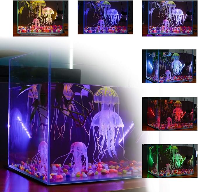 Aquarium Lights RGB Fish Tank Lights Underwater LED IP68 Waterproof Submersible Remote Control Aquarium Lid Hang Lights Color Changing Small Fish Aquarium Tank Waterfall Lighting, 7.5 inch