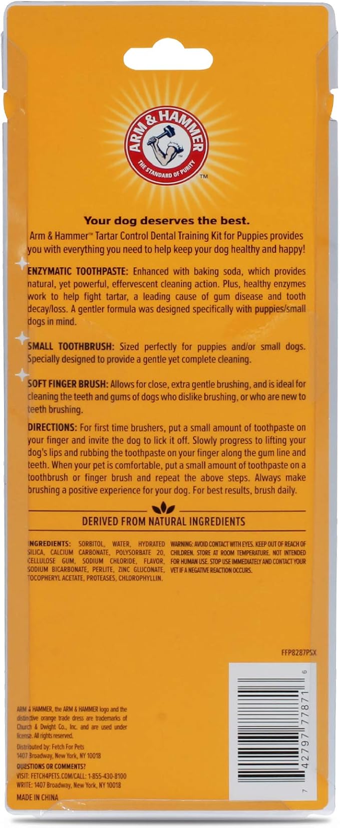 Arm & Hammer for Pets Tartar Control Dental Training Kit for Puppies - Dog Toothbrush, Toothpaste, & Fingerbrush, Total Kit for Ideal Puppy Dental Health - Vanilla Ginger Flavor, 0.84 Oz-60 Pack