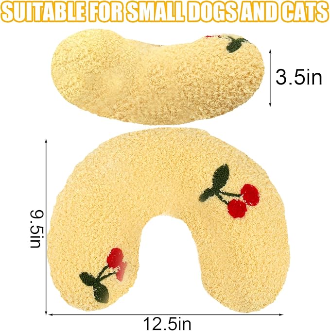 BABORUI Large Dog Calming Pillow for Dogs, U Shaped Dog Neck Pillow for Joint Relief Sleeping Improve, Machine Washable Pet Pillow for Dogs & Cats(Yellow)