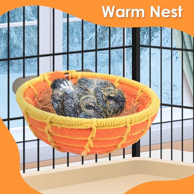 KATUMO Bird Nest, Parrot Breeding Nest Bed with Natural Coconut Fiber Bedding for Budgie, Parakeet, Cockatiel, Conure, Lovebird, Canary, Finch, Small Birds