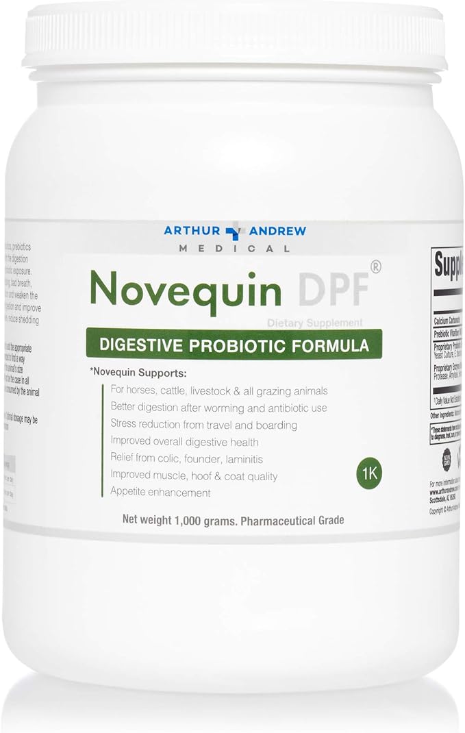 Arthur Andrew Medical, Novequin DPF, Digestive Probiotic Formula for Large Animals, Prebiotics, Probiotics, and Enzymes, Non-GMO, 1000 Grams