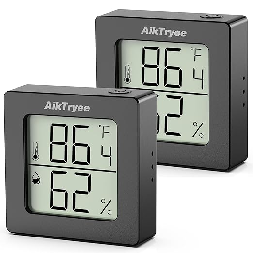2 Pcs Digital Hygrometer Indoor Thermometer Humidity Meter Room Thermometer with Temperature and Humidity Monitor Mini Hygrometer Thermometer ℉/℃ for Greenhouse Cellar by QPEUIM