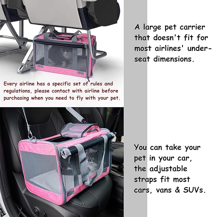 Pet Carrier for Large and Medium Cats, Soft-Sided Pet Carrier for Big Medium Cats and Puppy Dog Carriers Cat Carriers, Pet Privacy Protection Travel Carrier