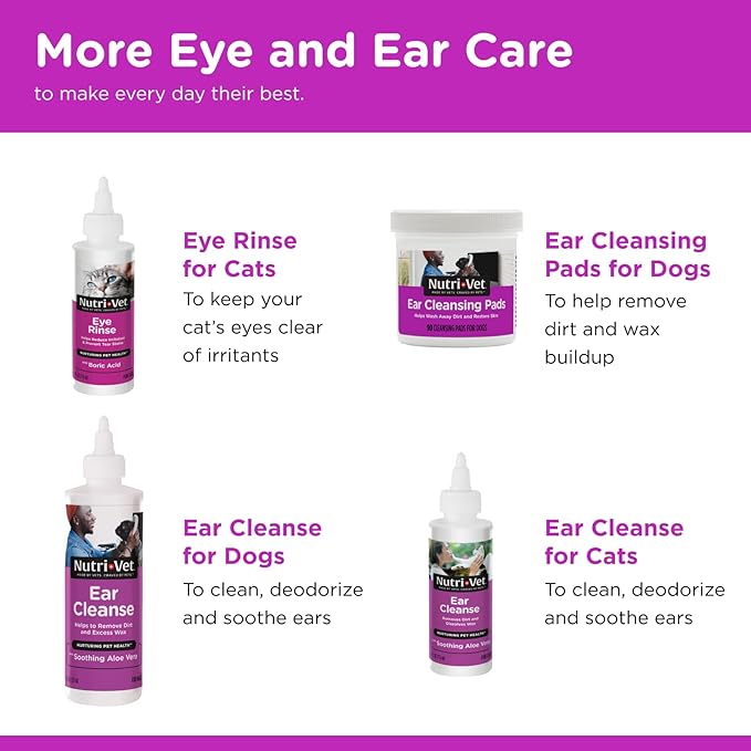 Nutri-Vet Eye Rinse for Dogs - Gentle Formula to Soothe Irritated Eyes and Prevent Tear Stains - 4 oz