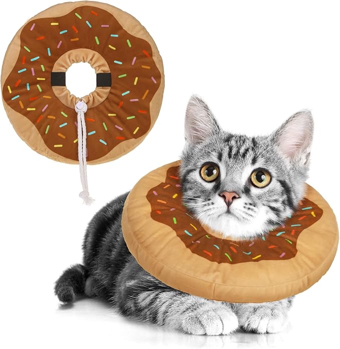 BEAUTYZOO Cat Cone Collars Soft, Cat Recovery E Collars After Surgery to Stop Licking, Adjustable Elizabeth Circle Collar Cute Pet Donut Pillow for Cats Kitten Small Dogs