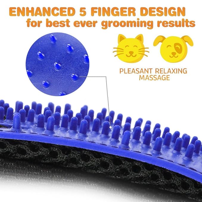 1 Pair Pet Grooming Glove,Gentle Deshedding Brush Glove Hair Remover Brush for Dogs,Cats & Horses with Long & Short Fur