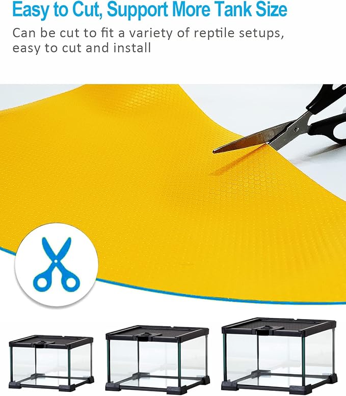 Bearded Dragon Tank Accessories, Reptile Terrarium Liner Substrate for Leopard Gecko, Snake, Lizard and Tortoise, Non-adhesive Reptile Carpet Bedding for Reptile Tank, Yellow