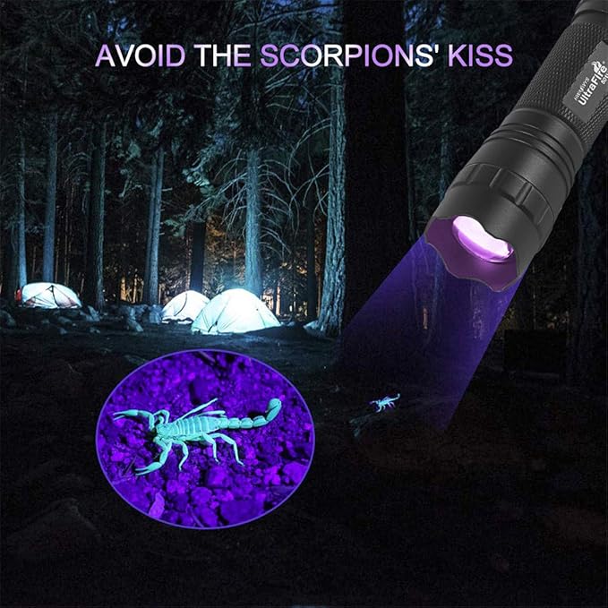 ULTRAFIRE 501B UV Flashlight Adjustable Focus 395nm Ultraviolet Black Light Mini Flashlight,Pet Urine Detector for Resin Curing, Dry Stain, Scorpion and Bed Bug UV Torch