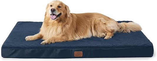 Bedsure Extra Large Dog Bed for Large Dogs - XL Orthopedic Waterproof Dog Beds with Removable Washable Cover, Egg Crate Foam Pet Bed Mat, Suitable for Dogs Up to 100 lbs, Navy