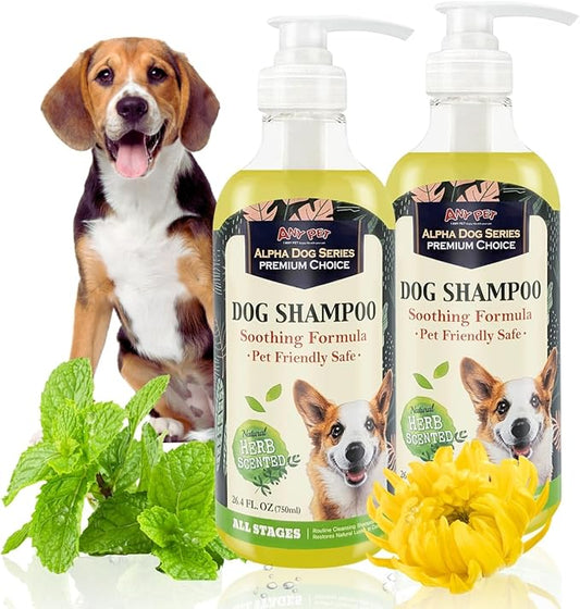 Alpha Dog Series - Grooming Natural Herbal Dog Shampoo, pH Balanced Shampoo for Dogs, Moisturizing Soothing Dog Shampoo for Sensitive Skin - 26.4 fl. oz. (Pack of 2)