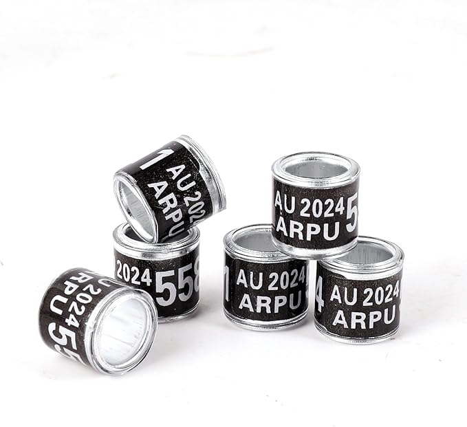 100Pcs Multicolor Aluminium Pigeon Leg Rings Dove Leg Rings Identify Bands Plastic with Training Identify Birds Foot Ring (Black)