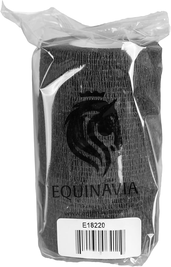 Equinavia 20 Pack Self Adhesive 4 Inch Vet Wraps with Easy-Dispenser Case | Bandages for Horses, Pets, Sports, Tattoo - Black - 20 x 5 yd - Black - 20 x 5 yd