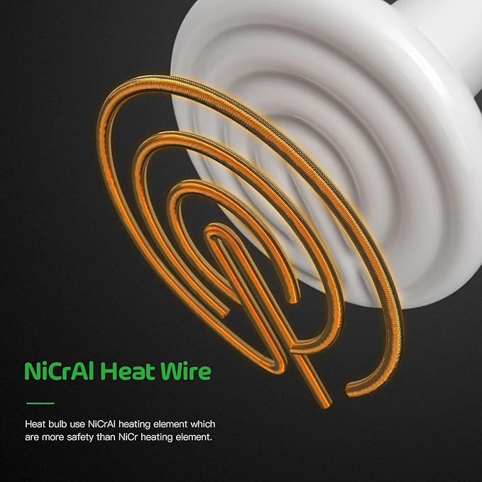 Simple Deluxe 100W Reptile Ceramic Heat Lamp Bulb and 150W Clamp Light with 8.5 Inch Reflector for Amphibian Pet, White&Silver