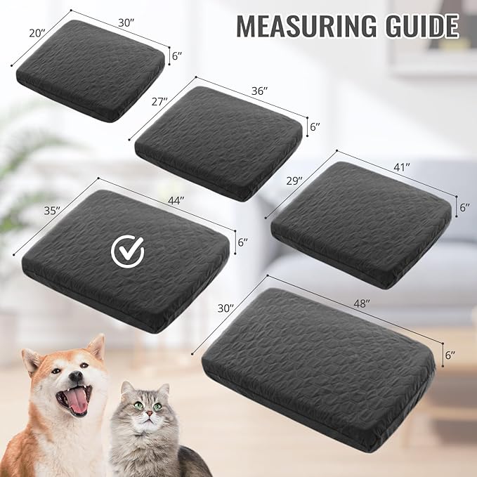 nanbowang Waterproof Dog Bed Covers Replacement Washable Pet Hair Easy to Remove, Dog Pillow Cover Quilted, Pet Bed Cover Lovely Puppy Bed Cover for Dog/Cat (35X44X6 (1pack), dark grey)