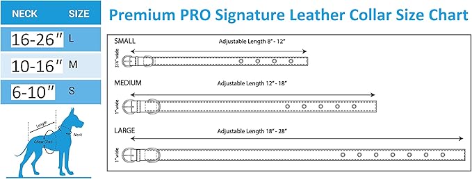 Pets First Tough Leather Pet Collar NFL Chicago Bears Premium Dog Collar, Limited Edition, Size Large. Best & Strongest Heavy-Duty Dog Collar!, 20-29" Long & 1" Wide, CHI-3081-LG