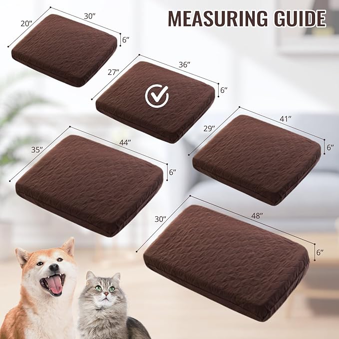 nanbowang Waterproof Dog Bed Covers Replacement Washable Pet Hair Easy to Remove, Dog Pillow Cover Quilted, Pet Bed Cover Lovely Puppy Bed Cover for Dog/Cat 27x36 Brown