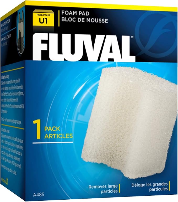 Fluval U1 Bio-Foam Pad, Replacement Underwater Aquarium Filter Media, A485,Black (Pack of 6)