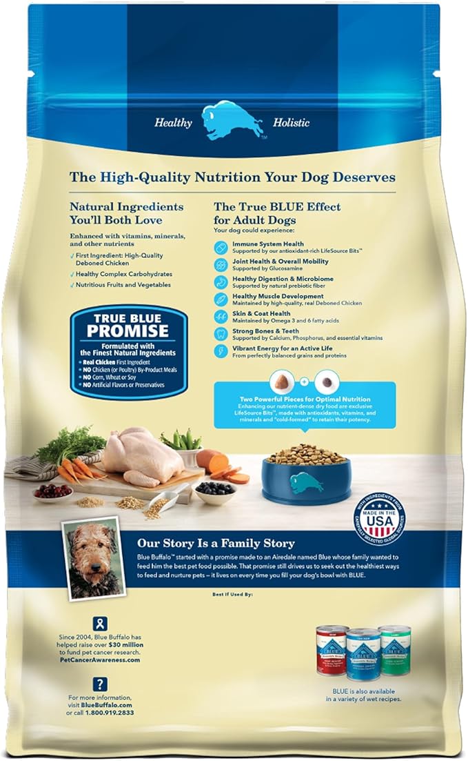 Blue Buffalo Life Protection Formula Adult Dry Dog Food, Helps Build and Maintain Strong Muscles, Made with Natural Ingredients, Chicken & Brown Rice Recipe, 5-lb. Bag