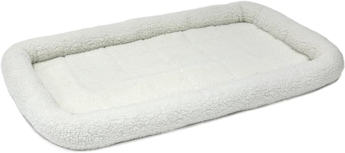 MidWest Homes for Pets Bolster Dog Bed 48L-Inch White Fleece Dog Bed w/ Comfortable Bolster | Ideal for Extra Large Dog Breeds & Fits a 48-Inch Dog Crate | Easy Maintenance Machine Wash & Dry
