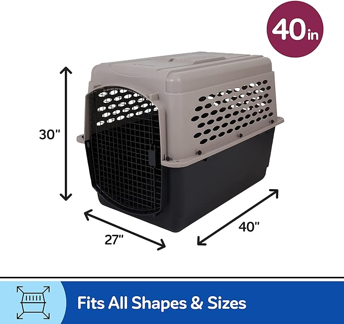 Petmate Vari Dog Kennel 40", Taupe & Black, Portable Dog Crate for Pets 70-90lbs, Made in USA
