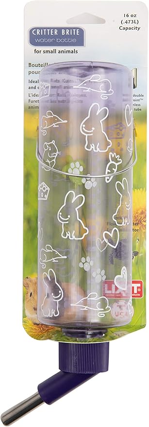Lixit Standard Cage Water Bottles for Rabbits, Ferrets, Guinea Pigs, Hamsters, Rats, Mice and other Small Animal's (16 Ounce, Clear)