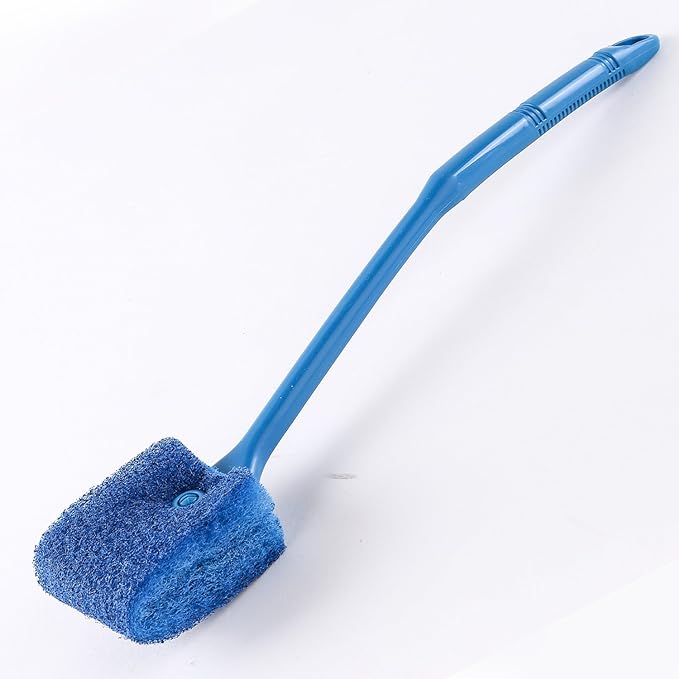 SLSON Aquarium Algae Scraper Double Sided Sponge Brush Cleaner Long Handle Fish Tank Scrubber for Glass Aquariums and Home Kitchen,15.4 inches