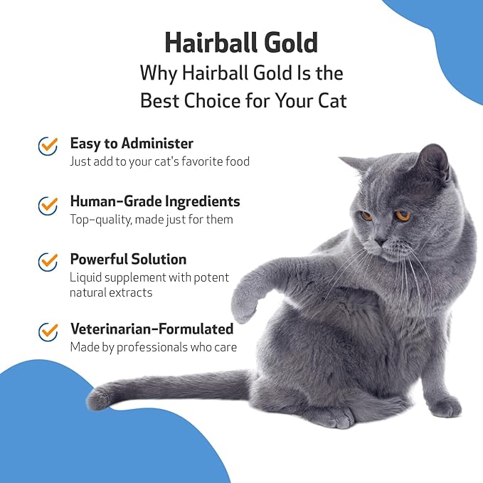 Pet Wellbeing Hairball Gold for Cats - Vet-Formulated - Eases Passage of Hairballs Through Digestive Tract - No Mineral Oil, All-Natural Lubrication - 2 oz (59 ml)