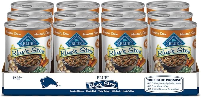 Blue Buffalo Blue's Stew Grain Free Natural Adult Wet Dog Food, Hunter's Stew 12.5 oz cans (Pack of 12)