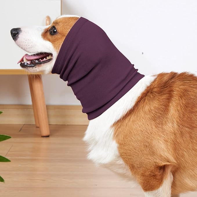 Dog Grooming Ear Cover No Flap Ear Wrap Ears Dog Neck Ear Muff Hood Dog Ear Wrap Hematoma Pail lilac+Pink M