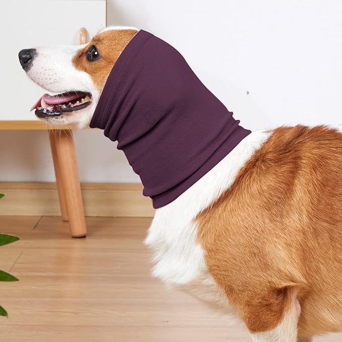 Dog Grooming Ear Cover No Flap Ear Wrap Ears Dog Neck Ear Muff Hood Dog Ear Wrap Hematoma Pail lilac+Pink M
