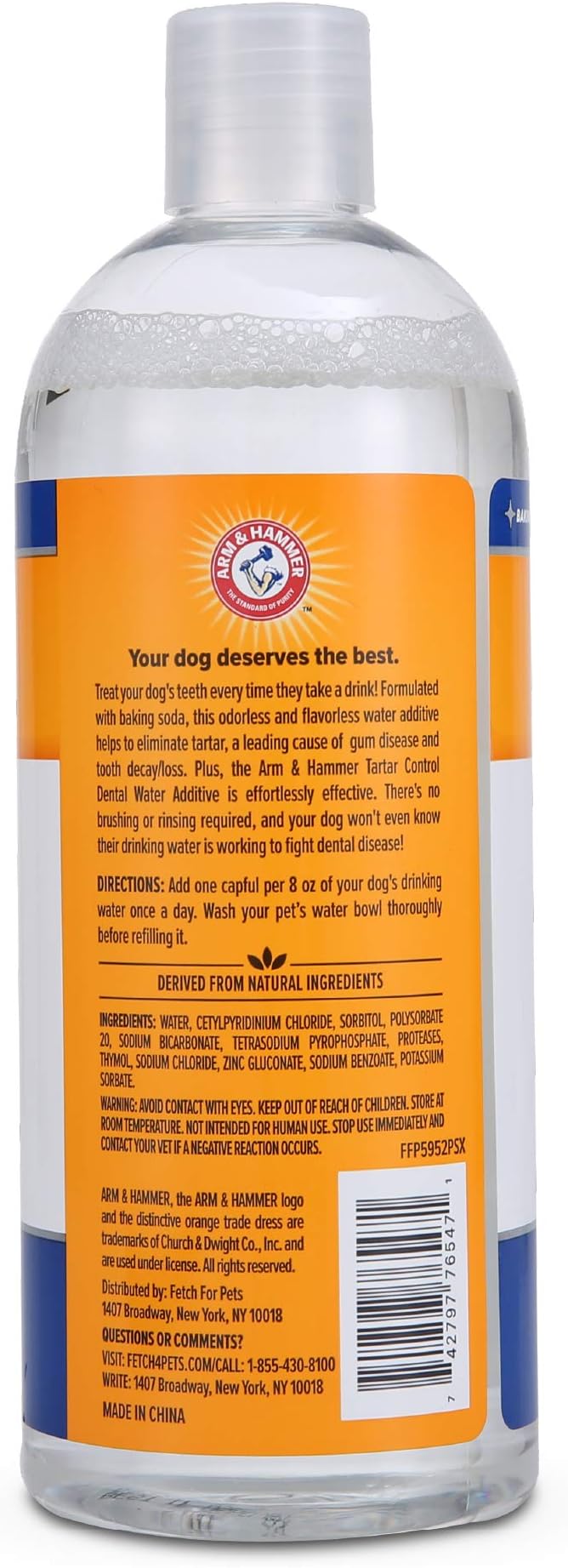 Arm & Hammer for Pets Dental Water Additive for Dogs, Tartar Control | Dog Dental Care Reduces Plaque & Tartar Buildup Without Brushing | 16 Ounces - 24 Pack, Odorless and Flavorless