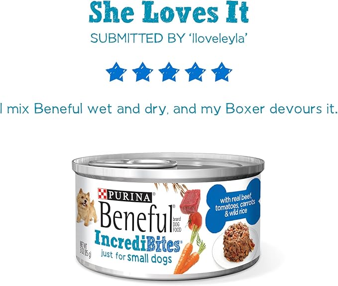 Purina Beneful Small Breed Wet Dog Food With Gravy, IncrediBites with Real Beef - (8 Packs of 3) 3 oz. Cans